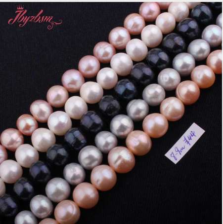

7.5-9mm Nearly Round Freshwater Pearl Natural Stone Beads For DIY Necklace Bracelats Jewelry Making Loose 14.5" Free Shipping