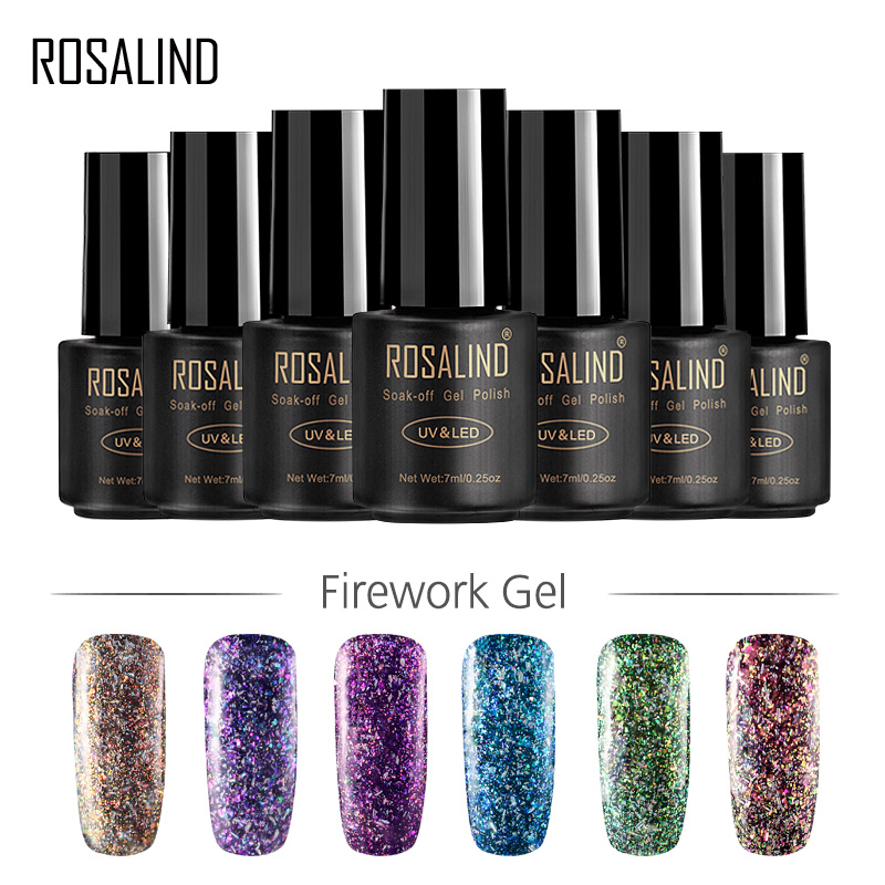 

ROSALIND Firework Series Nail Polish Gel 7ml Soak Off Nail Art Gel Polish UV Manicure Lacquer Long-lasting Varnish, Rarg