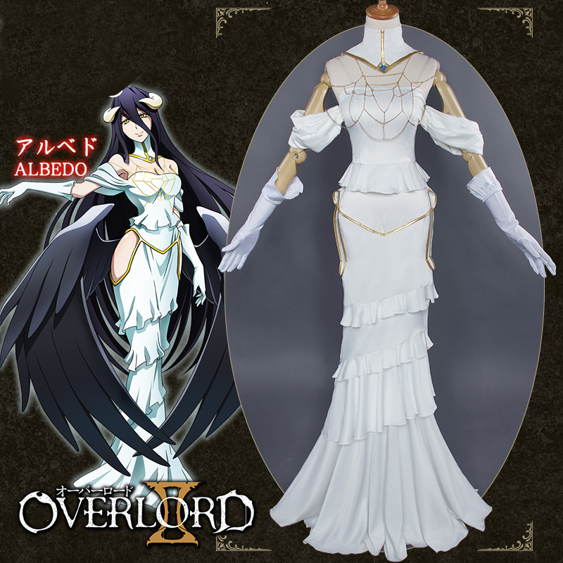 

Albedo Cosplay Anime Overlord White Dress Costume Women Overlord Albedo Cosplay Halloween Christamas
