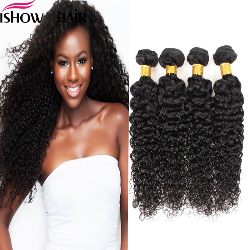 

Brazilian Indian Maylasian Unprocessed Virgin Hair Kinky Curly Hair 4 Bundles Ishow Top 8A Hair Weave 8-28inch Hot Selling Free Shipping, Natural color