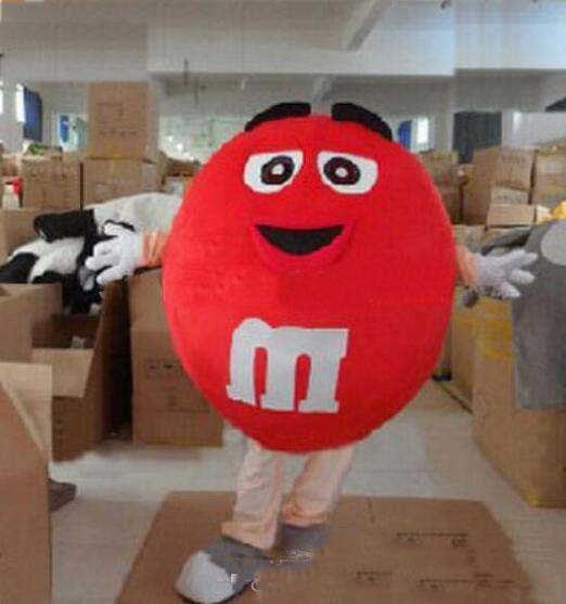 

2018 High quality hot M&M Chocolate Candy red and Yellow Mascot Costume ! EMS Free shipping, Green