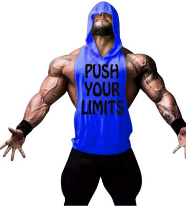 

PUSH YOUR LIMITS Men Vests Summer Hooded Tanks Athletic Top, Red