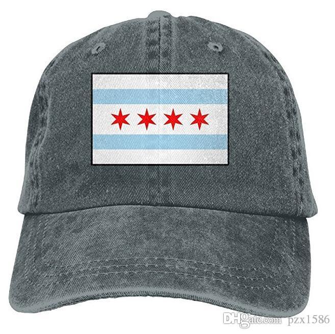 

pzx@ Baseball Cap for Men Women, Chicago Flag Men's Cotton Adjustable Jeans Cap Hat Multi-color optional, Grey