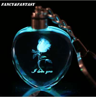 

Souvenir Gift Key Chain Peach Heart Crystal Keychain Couples Party Gifts Colorful Flashing Led Lights Chaveiros Llavero