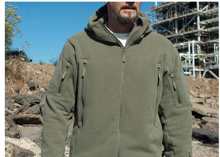 

Army green Military Tactical Outdoor Soft Shell Fleece Jacket Men Army Polartec Sportswear Thermal Hunt Hiking Sport Hoodie Jackets, Black