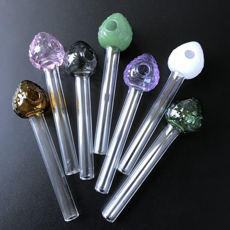

Unique Strawberry Shape Glass Oil Burner Pipes Colored Smoking Pipe Mini Pyrex Oil Burner Pipes Glass Spoon Pipe Dab Smoking Accessories