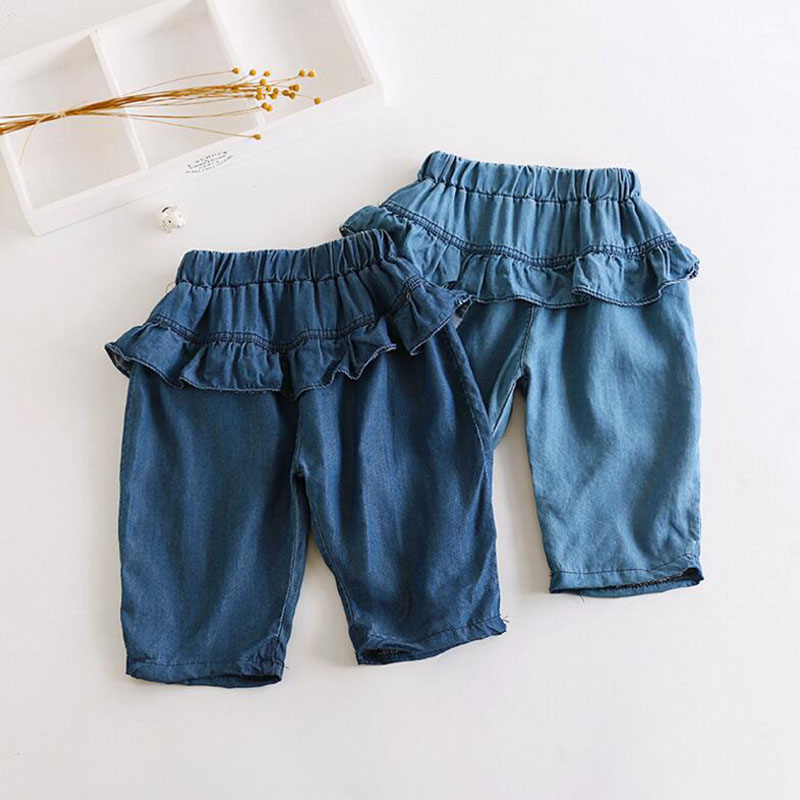 girls knee length denim shorts