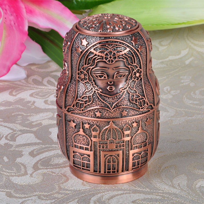 Matriochka classique russe, boîte porte-cure-dents automatique, artisanat d'art en métal, décoration de maison Vintage, ornements cadeaux créatif