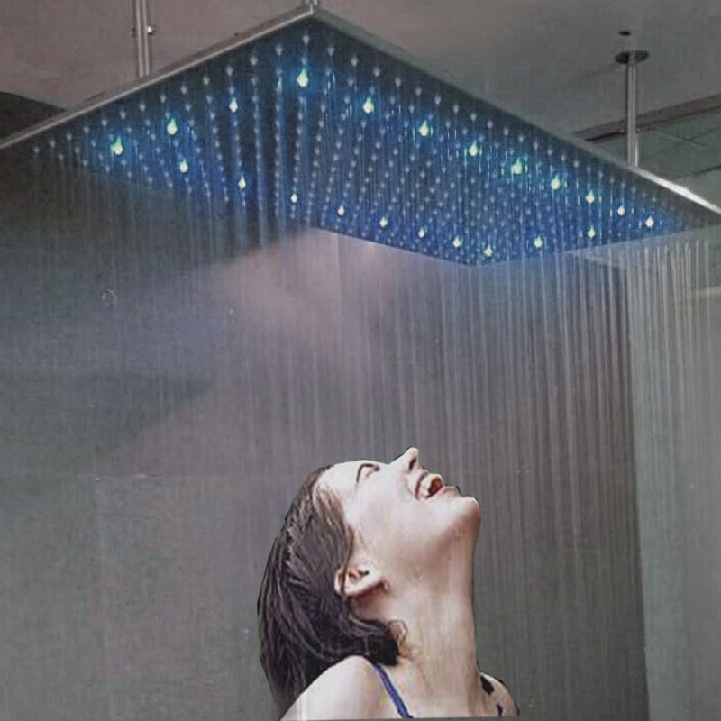 

New Design 500x1000mm LED Color Changing Water Glow Square Temperature Sensor Color Changing Big Rain Bathroom Shower Head Stainless Steel
