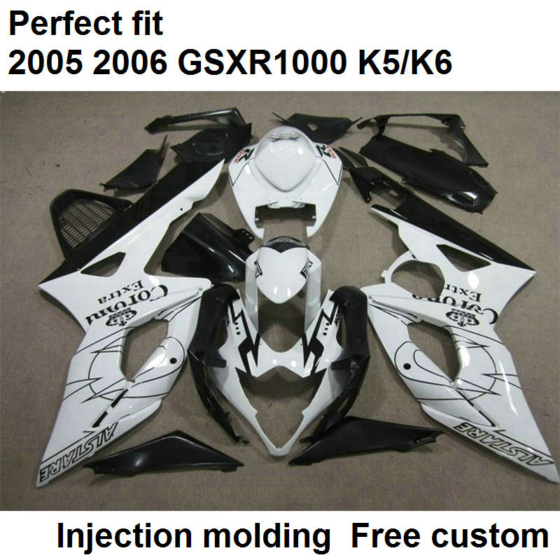 

Injection molding fairings for Suzuki GSXR1000 2005 2006 black white motorcycle fairing kit GSXR1000 05 06 TH36, Same as picture
