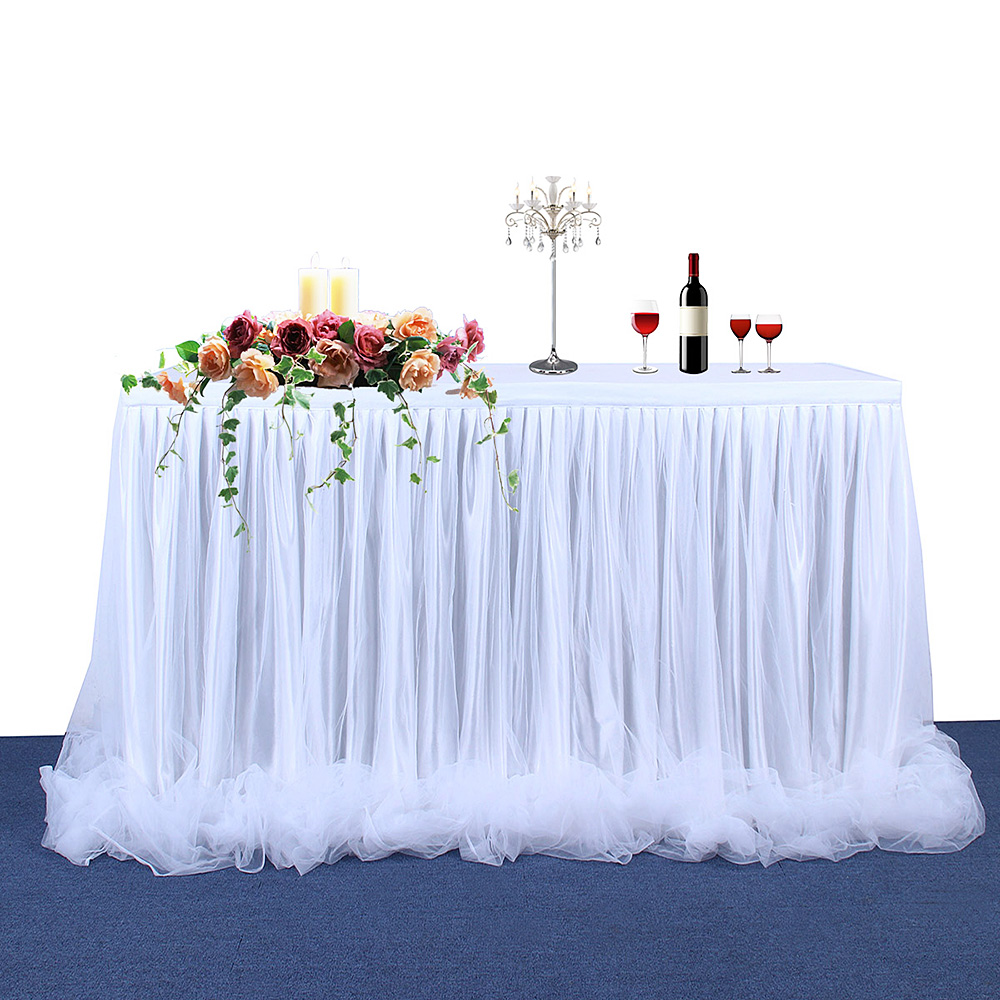 

Handmade Tulle Table Skirt Tablecloth For Party Wedding Home Decoration Birthday Party /Baby Shower Chiffon Gauze Bridal Veil