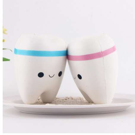 

Etmakit 1pcs 11CM PU Kawaii Soft Squishy Cute Teeth Slow Rising Jumbo Squeeze Cell Phone Strap Key Chain Pendant Toy