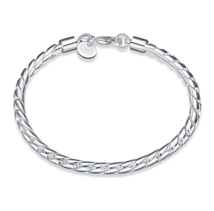 

Silver Plated Bracelets 4MM Twisted Rope Chain Girls Gift Behemian Bangle Bracelet for Women Hot Selling, Golden;silver