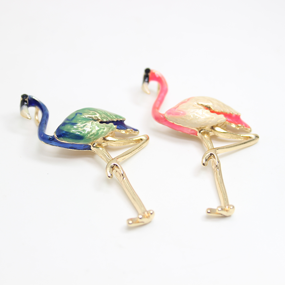 

New Arrivals 2pcs-- 54x30mm Alloy Red Blue Enamel Flamingo bird charm pendant Animal pendant for necklace diy jewelry