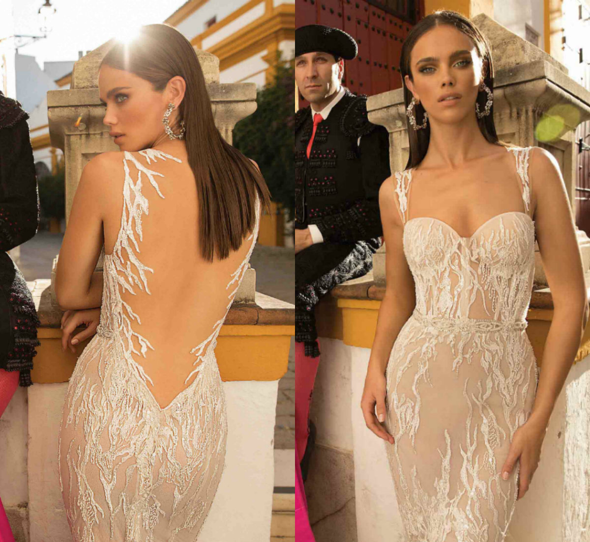 

2018 Berta With Sash Mermaid Wedding Dresses Robe Sweetheart Neck Sexy Backless Lace Appliques Wedding Dress Straps Bridal Gowns, Same as image