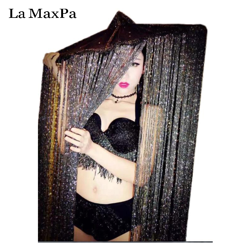 

La MaxPa Fashion women stage costume for singers female singer dj ds stage costume nightclub tassel performance, Picture color