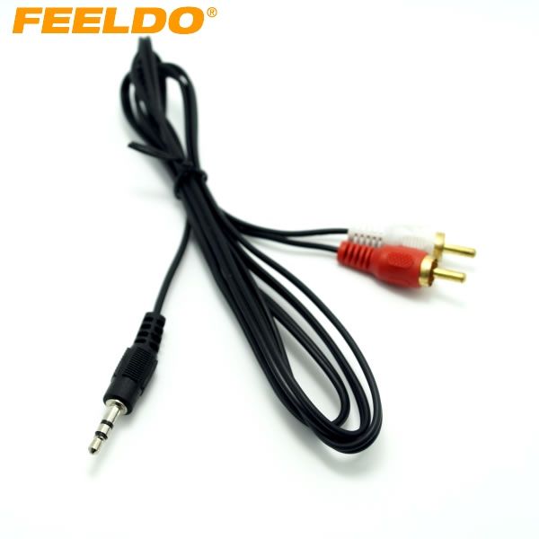 

FEELDO Car 3.5mm Audio Jack (Male) to 2-RCA Male Audio Converter #3826