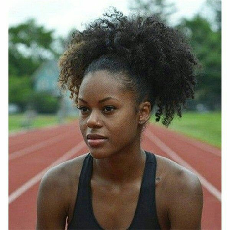 

Curly Hair Ponytail African American Short Afro Kinky Curly Wrap Human Hair Drawstring Puff Ponytail Hair Extensions with Clips