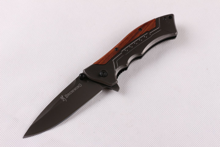 

Top quality New Browning F24 Fast open Flipper folding knife Titaniun Blade Steel&rosewood handle camping knife knives wtih paper box