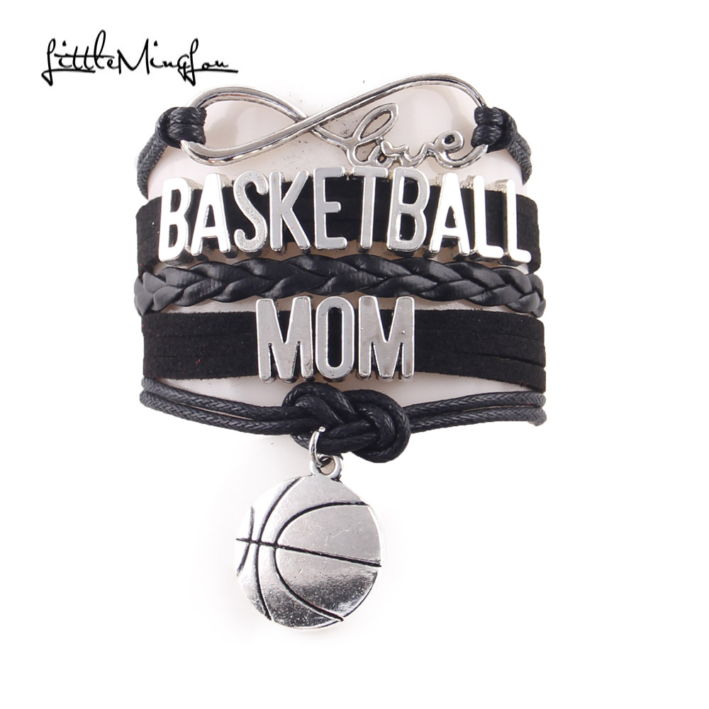 

Little Minglou Infinity Love BASKETBALL MOM bracelet Basketball charm leather wrap bracelet & bangles for women jewelry