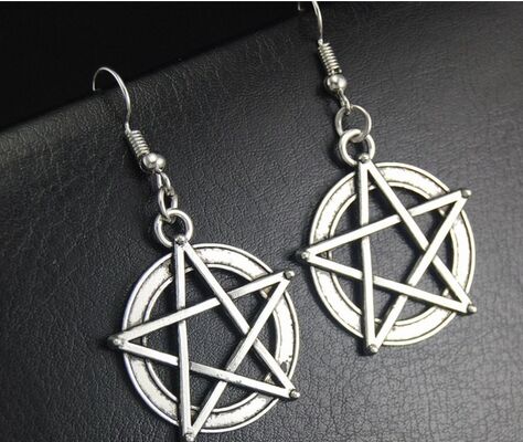 

20Pair Silver Plated Star Pentacle Dangle Drop Earrings Charms Pendant Earrings Ear Stud Handmade DIY Jewelry NEW