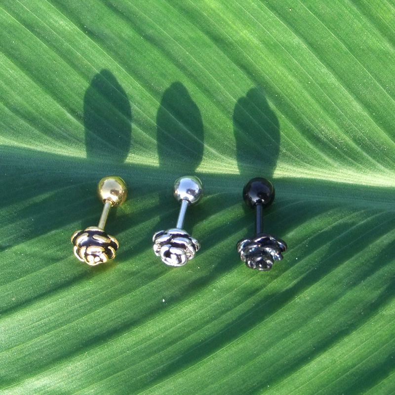 

Hot Sale Black Silver Gold Rose Flower Stud Earring For Women Unisex Ear Studs Titanium Steel Earrings Punk Body Piercing Jewelry