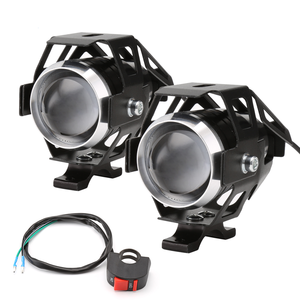 

Pampsee 2pcs Motorcycle LED Headlight 125W 3000LM U5 Waterproof Driving Spot Head Lamp Fog Light Switch Motorcycle Accessories