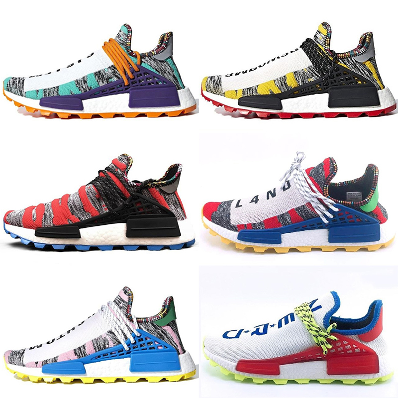 

PW Human Race Trail X Pharrell Williams Mens Women Running Shoes Cheap Top Quality Lightweight Sport stylist Shoes Sneakers US 5-12.5, 10