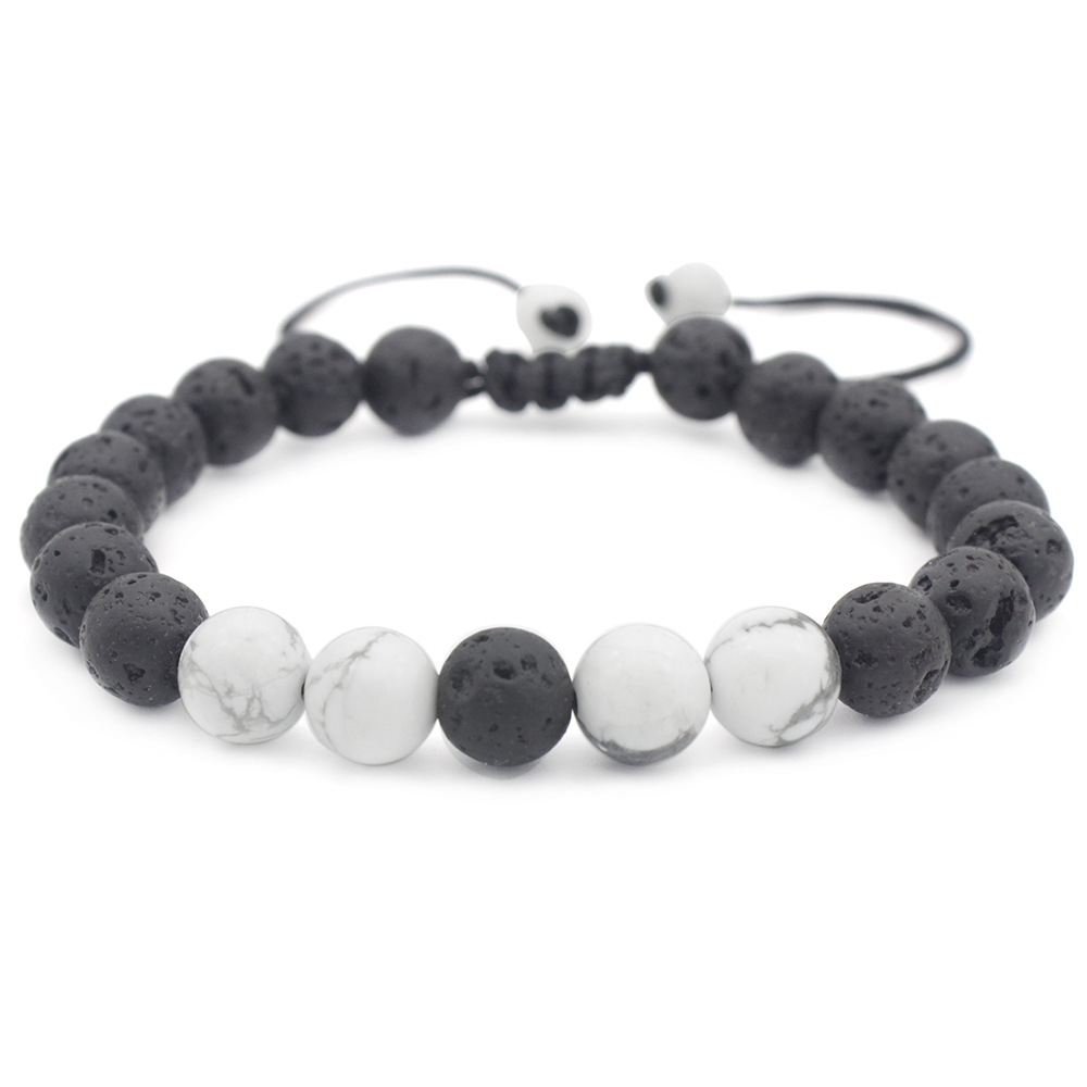 

New Arrival 8MM Lava Rock charm bracelets White Turquoise Natural Stone women beaded bracelet Bangle For Mens adjustable handmade Jewelry