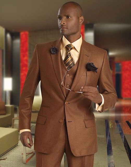 

Hot Recommend Brown Groom Tuxedos Men Formal Suits Business Men Wear Wedding Prom Dinner Suits (Jacket+Pants+Tie+Vest) NO;615, Same as image