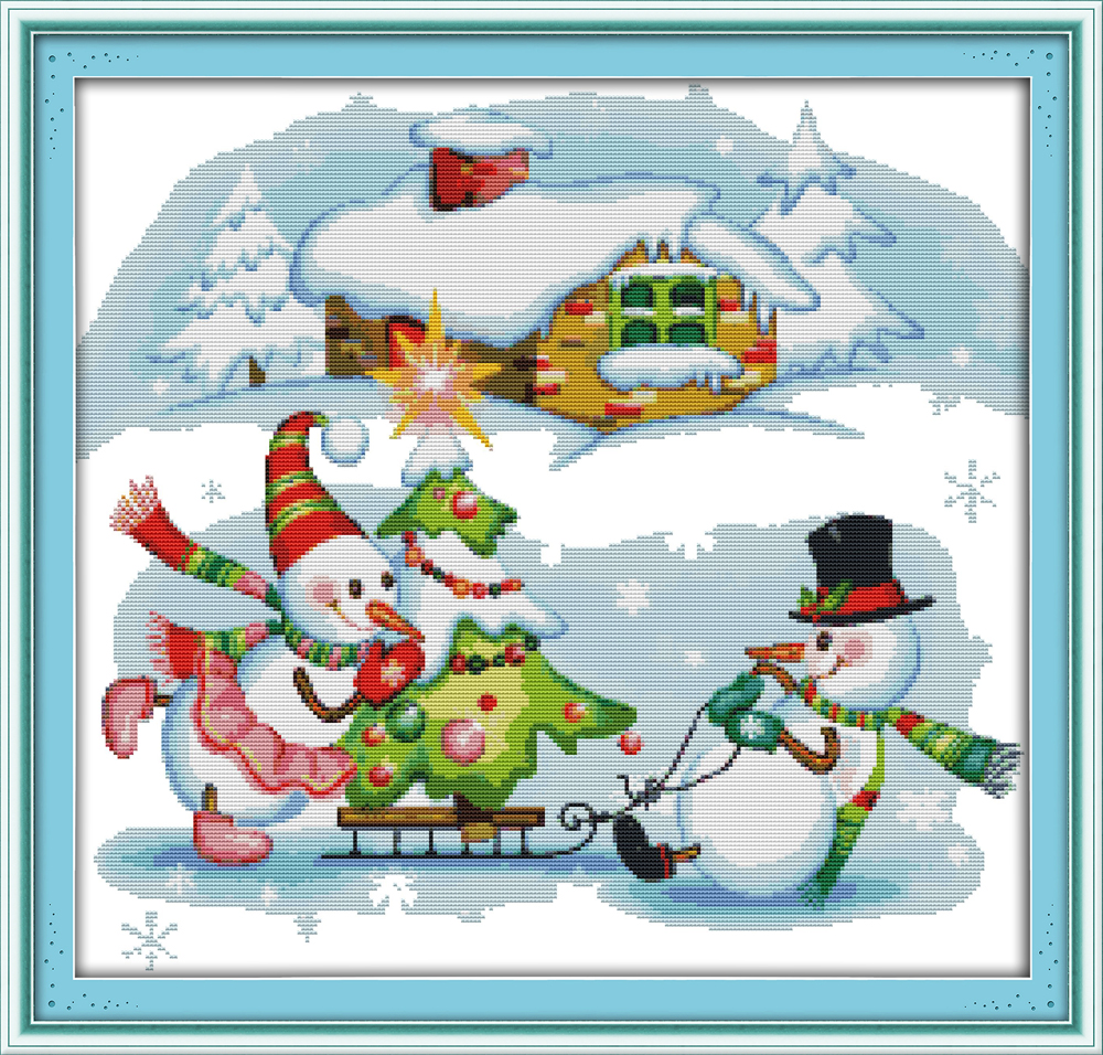 

Christmas snowman cartoon home decor paintings ,Handmade Cross Stitch Embroidery Needlework sets counted print on canvas DMC 14CT /11CT