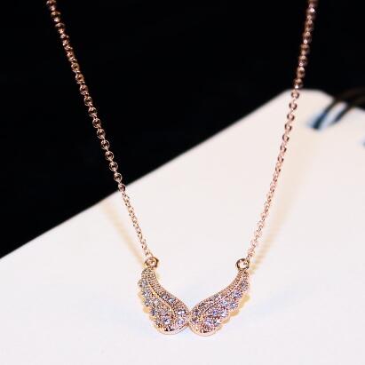 Fashion Angle's Wings Necklace & Pendant Korean Brand Choker Necklace Rose Gold Plated Chain Necklace Fine Jewelry for Women Party Dress Cos