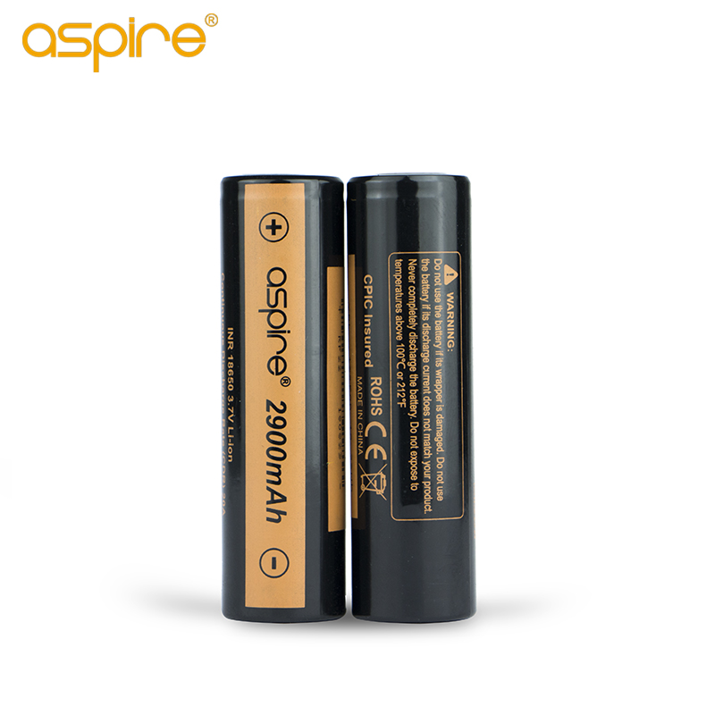 

100% Authentic Aspire 18650 battery 2900mAh INR 3.7V Li-ion High Rate 20A CPIC Insured ROHS CE Li-ion Rechargeable Battery for vape mod