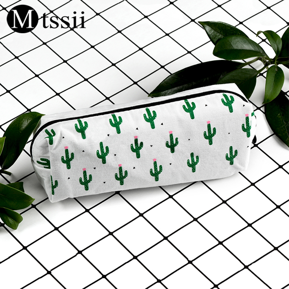 

Mtssii Cactus Canvas Design Nail AStorage Bag Simple Ins Style Portable Cosmetic Pouch Nail Pen Brush Organizer, M13792
