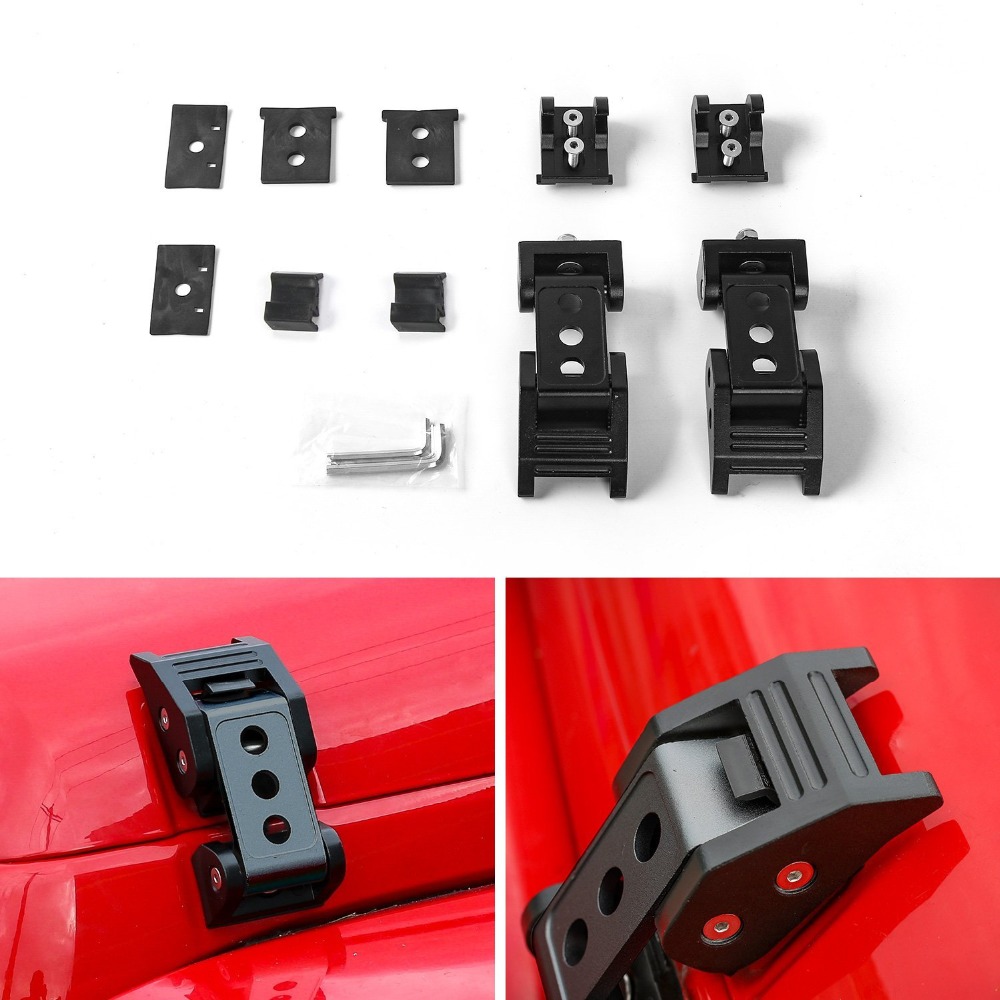 

Black Aluminum Hood Latches Hood Lock Catch for 2007-2018 Jeep Wrangler JK JKU Car Accessories