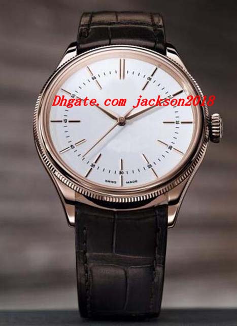 

luxury wristwatch time 50505 39mm rose gold white dial men strap watch tang mechanical automatic men's watch quality, Slivery;brown