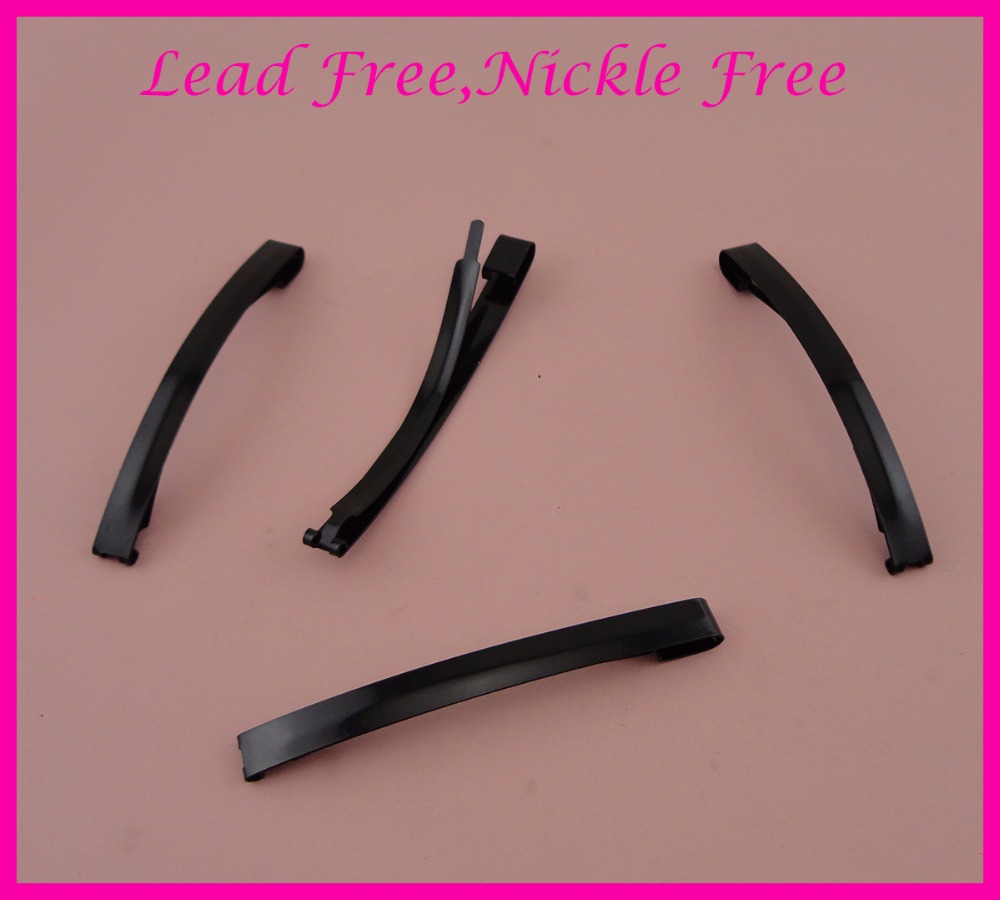 10PCS Black 8mm*9.0cm 3.5" Plain Metal Slide Hairclip at lead free and nickle free,metal snap Bar Barrettes snap hairpins-image-430593906