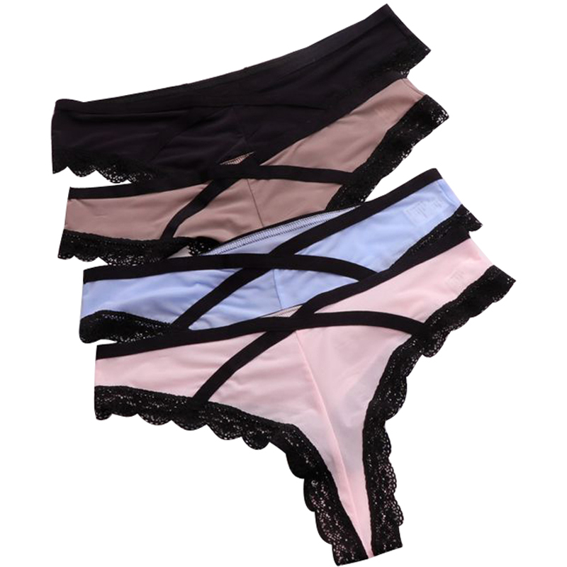 2019 Ice Silk Sexy Comfortable Cotton Underwear Women Thongs And