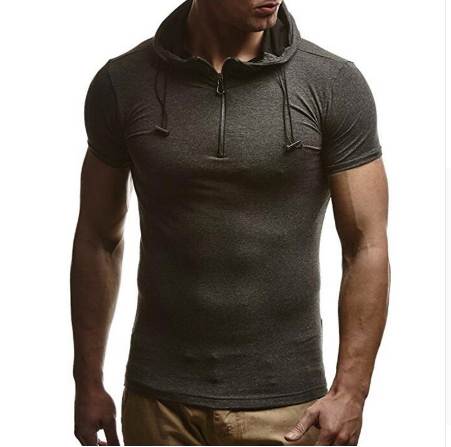 

Autumn New Men'S T Shirt Fashion Mens Collar Sling T-Shirt Homme Men'S Short Sleeve Hooded Splice Color Casual T-Shirt