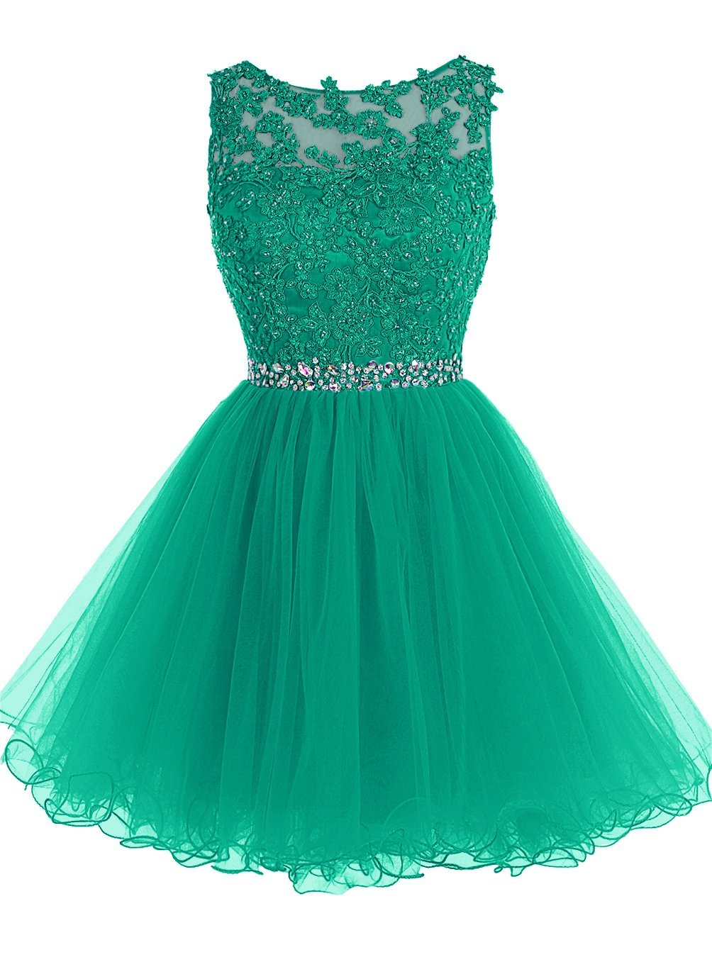 Sweet 16 Short Prom Dresses Lace Appliques With Crystal Beads Puffy Tulle Cocktail Party Dresses