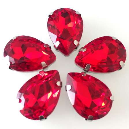 

Free shipping! Red Waterdrop high quality Crystal glass loose rhinestones, silver claw sew on rhinestones
