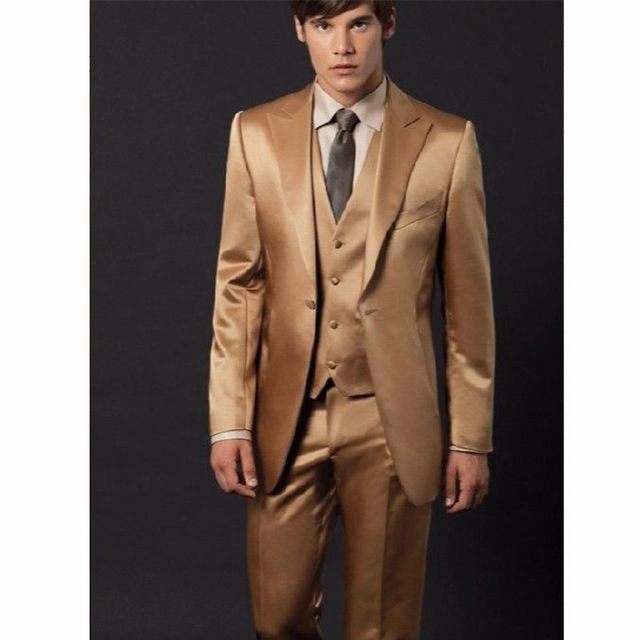 

New Fashion Khaki Groom Tuxedos Excellent Groomsman Men Formal Business Suits Men Prom Party Suit (Jacket+Pants+Tie+Vest) NO:886, Same as image