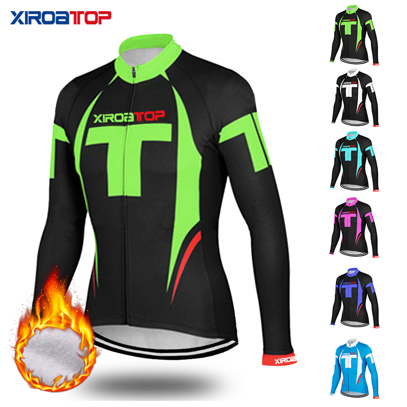 XIROATOP New hot sale 2018 Winter Thermal Fleece Cycling Jersey Long Sleeve Bike Clothes Roupa De Ciclismo Invierno Hombre MTB Bicycle