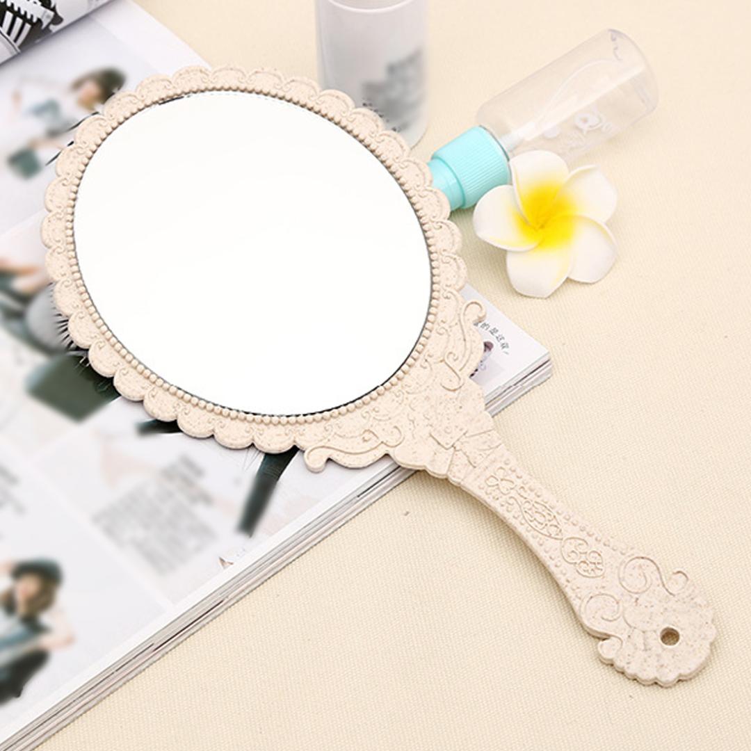 

HOT 1pc Silver Vintage Ladies Floral Repousse Oval Round Makeup Hand Hold Mirror Princess Lady Makeup Beauty Dresser Gift