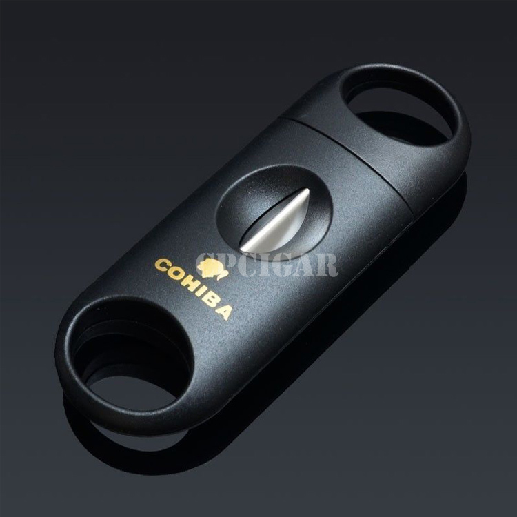 

Hot Sale New Arrival Portable COHIBA Cigar Cutter Metal V Shaped Blade Plastic Cigar Cutter