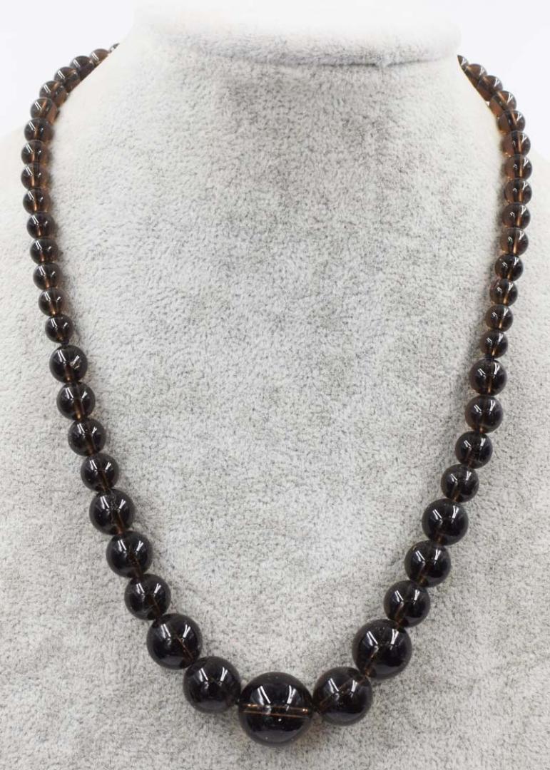 Genuine Smoky Quartz Crystal Gold Plated Pendant Astrological For Women Handmade Design Necklace Beads