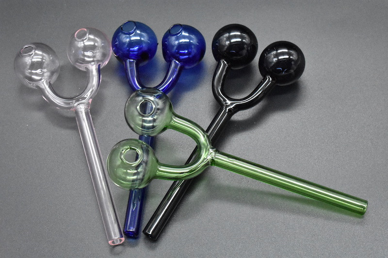 

Colorful Glass Oil Burner Pipes double bowl Glass Tube Oil Burning Pipe dry herb Pipe for Smoking cigratte hand pipe for hookah shisha