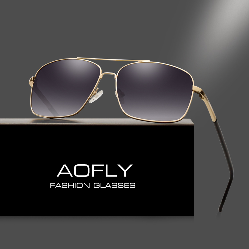 

AOFLY Men's Polarized Sunglasses Fashion HD Polaroid Sun glasses for Men Coating Lens Double Bridge Goggle AF6107