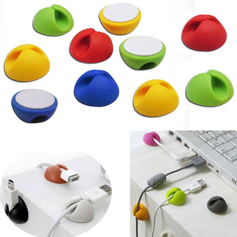 

10pcs/Set Random Color Cable Clip Desk Tidy Organiser Wire Cord Lead USB Charger Cord Holder Organizer Holder Secure Table