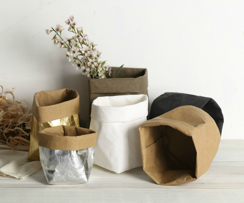 

Kraft Paper Bags Plant Stand Washable Flower Planter Succulent Pot Indoor Plants Holder Home Kitchen Basket Paper Bags
